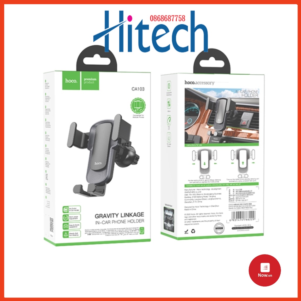 Gái đỡ điện thoại trên ô tô chính hãng hoco CA103 - Bảo hành 12 tháng