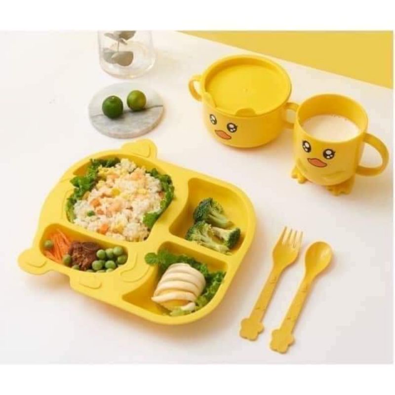 BỘ KHAY ĂN DẶM LÚA MẠCH VỊT VÀNG CHO BÉ YÊU