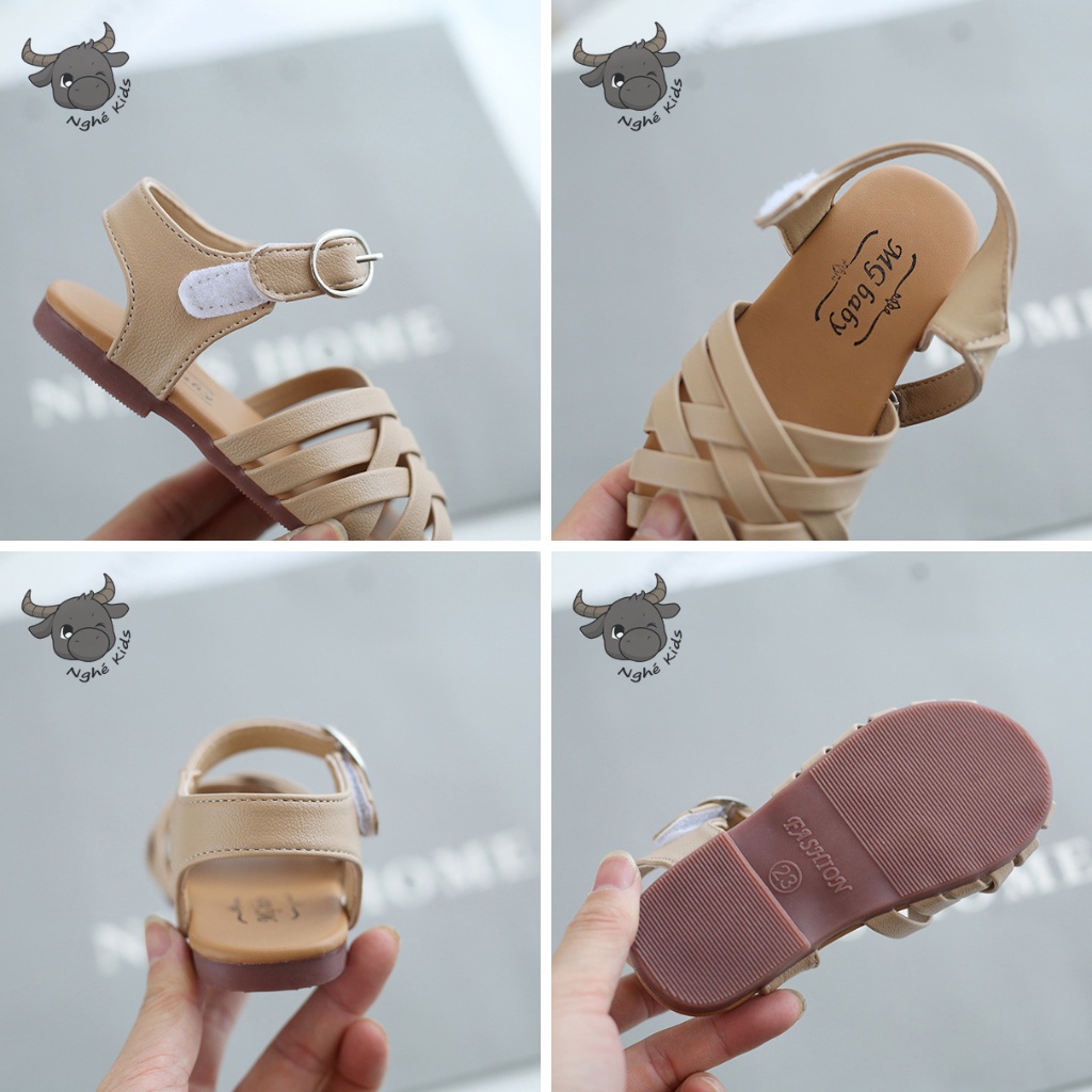 Xăng đan quai đan chéo - Sandal da pu khóa dán đế mềm cực xinh cho bé gái
