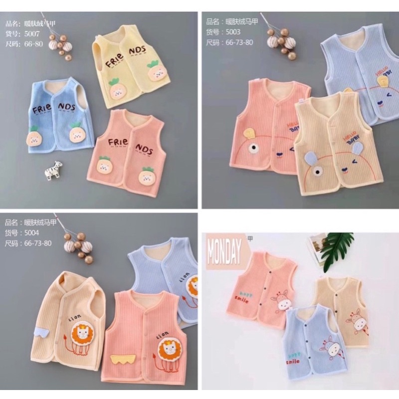 Áo gile nhung Quảng Châu siêu ấm, mềm, mịn cho bé Trai/ gái (5-13kg)