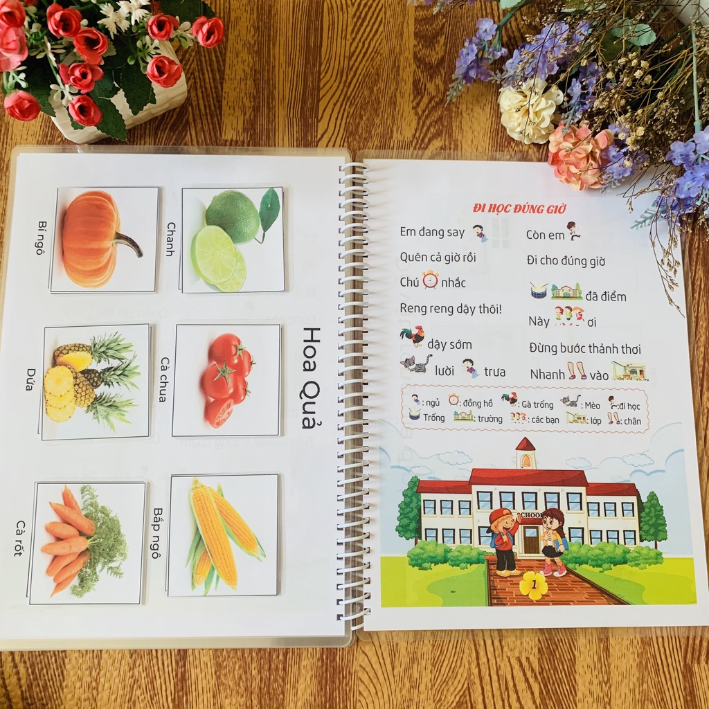 Bộ Học Liệu Bóc Dán Montessori 2in1 Giúp Bé Phát Triển Quan Sát, Tập Đọc, Tập Nói