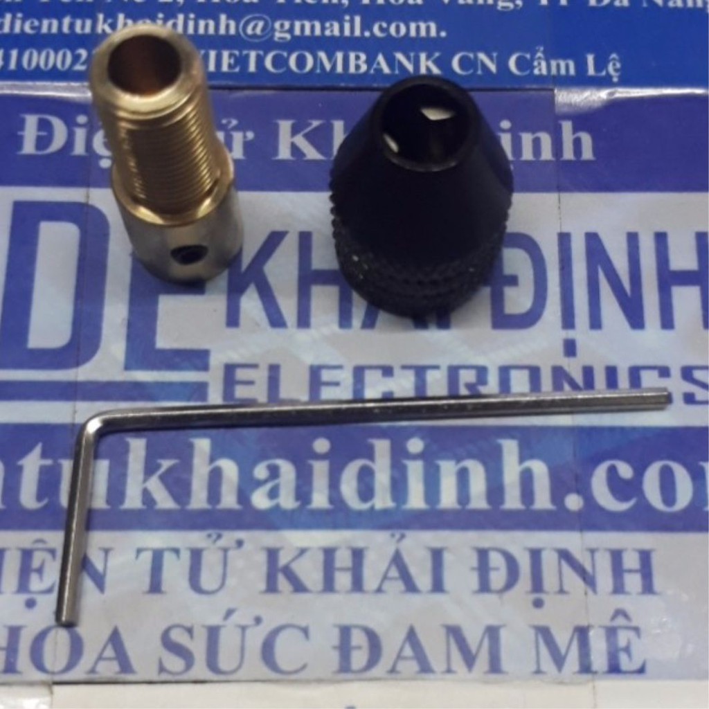 đầu giữ, kẹp mũi khoan 0,1-3,2mm +đầu vặn trục 3.17mm/2mm kde3708