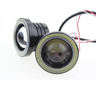 Bộ 02 Đèn Led Cob Ô Tô ( ánh sáng trắng, viền tròn đỏ,, xanh dương)