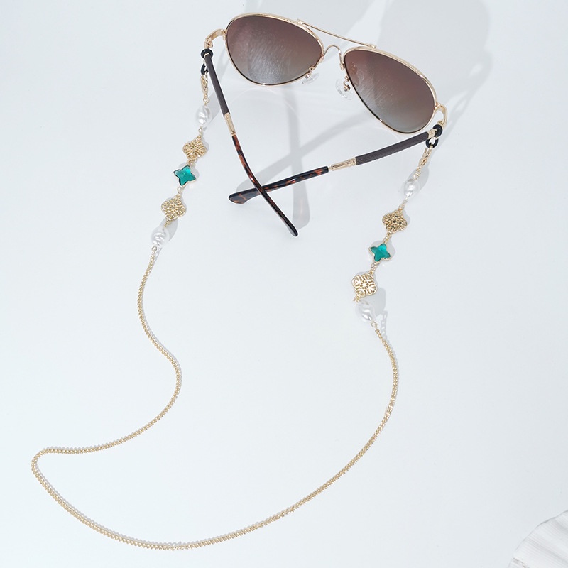 Dây Đeo Mắt Kính Hình Cỏ Bốn Lá Đính Ngọc Trai Thanh Lịch