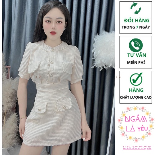 Set bộ nữ,set dự tiệc áo kèm chân váy 4 màu tiểu thư dễ thương