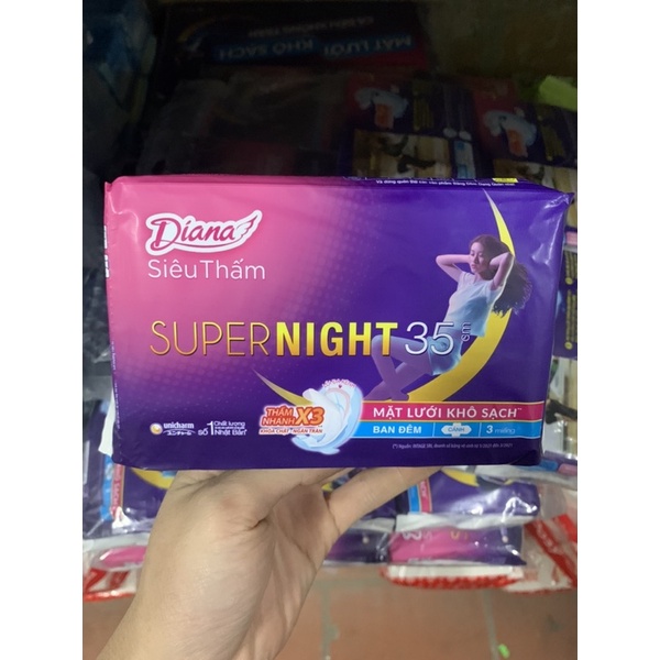 Băng vệ sinh ban đêm Diana siêu thấm Super night 35cm gói 3 miếng