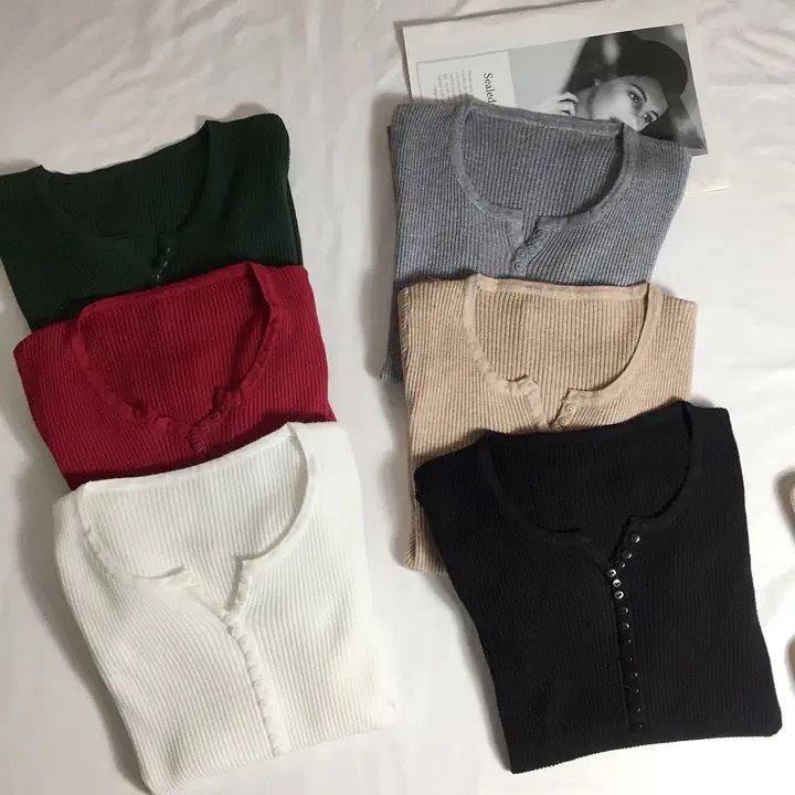 Áo len tăm nữ tay dài kiểu đẹp phong cách hàn quốc cho người từ 40-58kg AL02