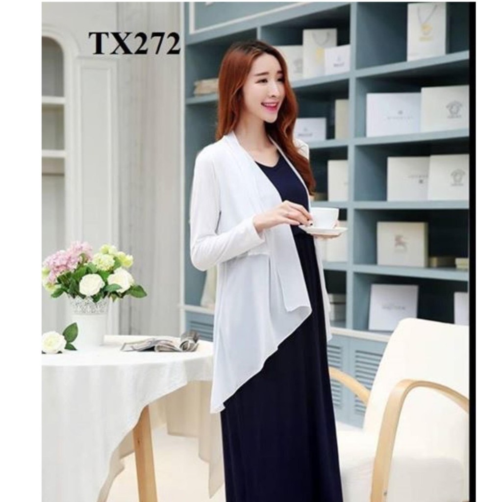 Aó cardigan voan tay dài trắng | BigBuy360 - bigbuy360.vn