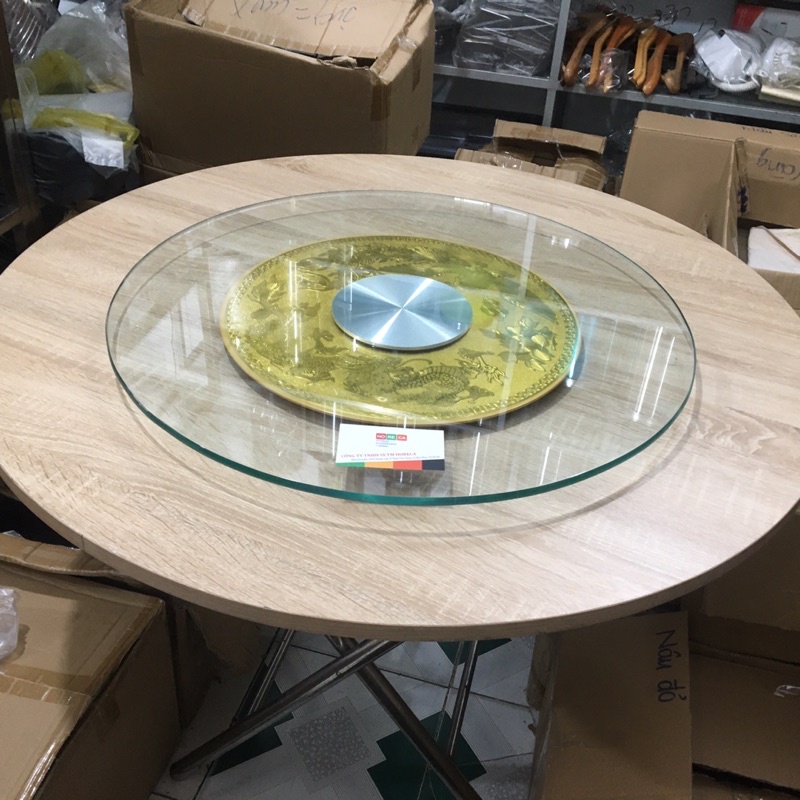Mâm xoay bàn ăn  cao cấp size 60,70,80,90,100cm, bộ mâm xoay bao gồm đế xoay và kính cường lực dày 10ly