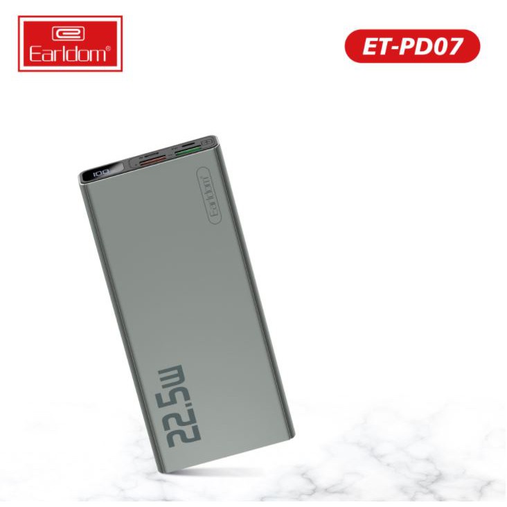 Sạc Dự Phòng 10000 mAH Earldom PD-07 sạc nhanh công nghệ pin ion nhỏ gọn