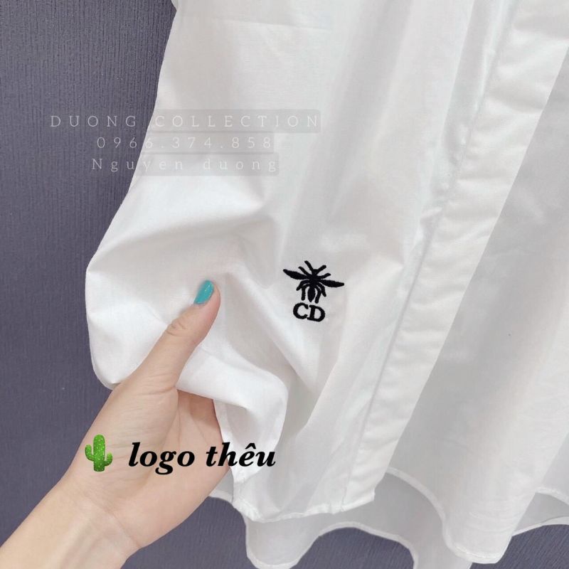 Áo babydoll tay ngắn phồng viền bèo thêu tim siêu cưng (B.C