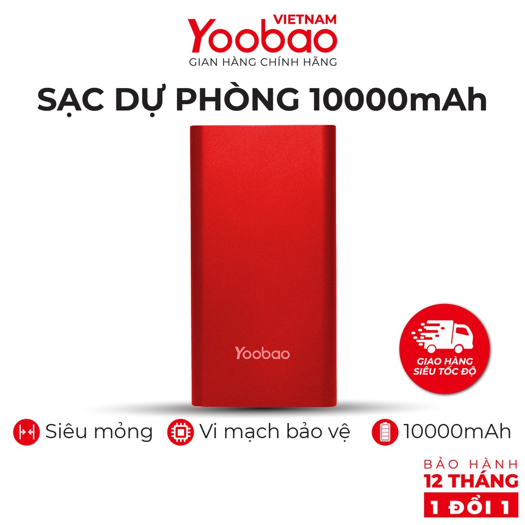 Sạc dự phòng 10000mAh Yoobao A1 Polymer Slim - Hàng chính hãng - Bảo hành 12 tháng 1 đổi 1