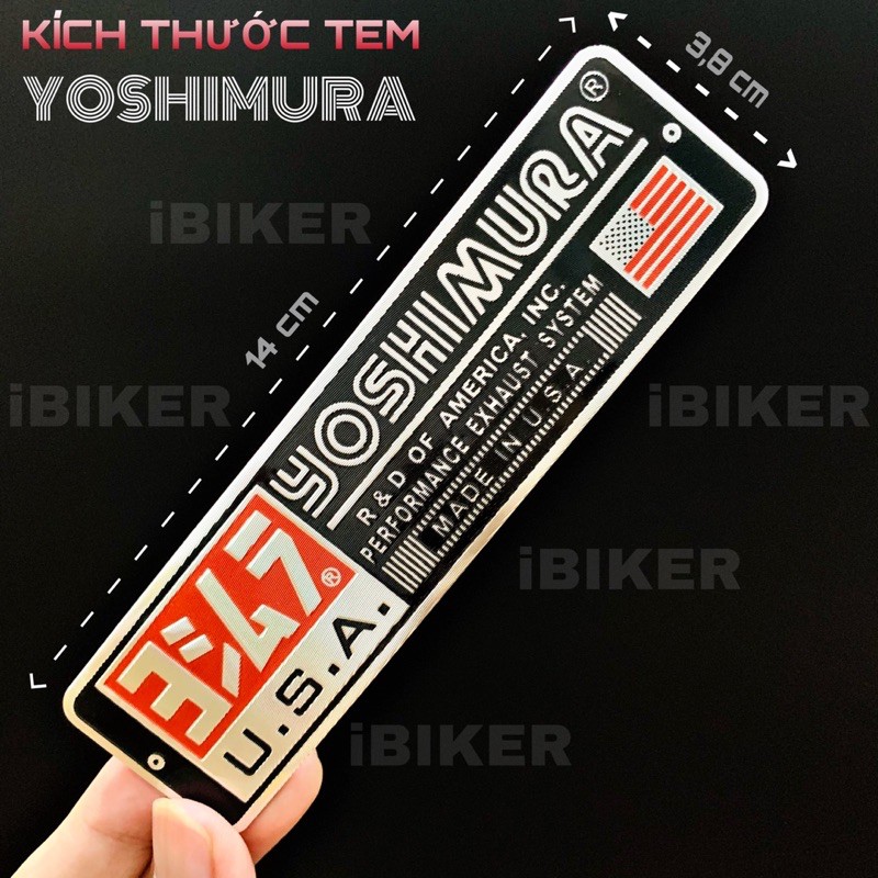 Tem nhôm YOSHIMURA U.S.A chính hãng sticker FASP dán pô xe, ống xả nhiệt chất liệu hợp kim nhôm full keo 3M trang trí xe