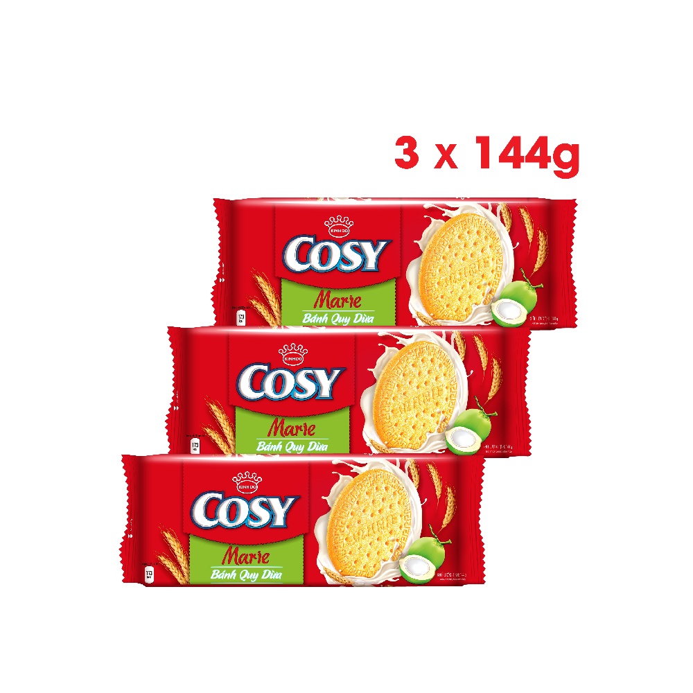 Combo 3 Gói Bánh Quy Dừa COSY Marie 144g/gói