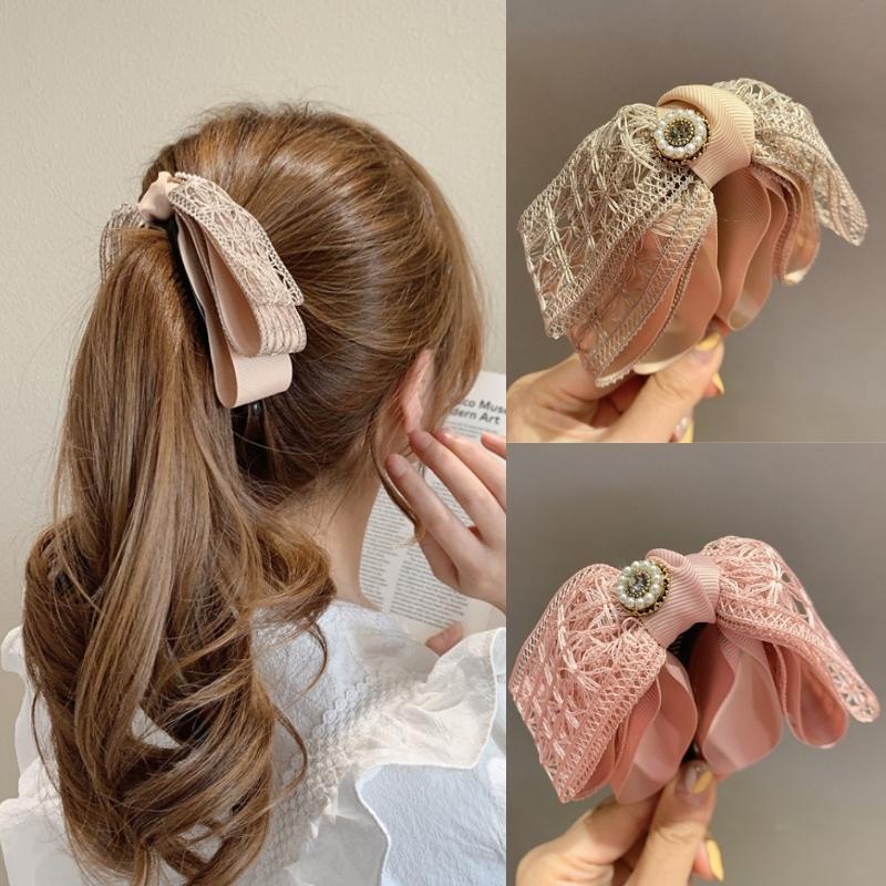 Kep tóc nơ đuôi ngựa, kẹp dọc sang trọng hiện đại dành cho nữ phong cách Hàn Quốc - Mely T4-13