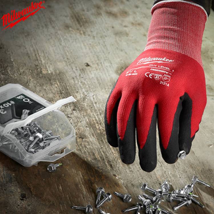 Găng tay chống cắt, bảo hộ lao động level 1 Milwaukee 48-22-8902. Bao tay chống cắt level 1 an toàn khi lao động. 2 màu
