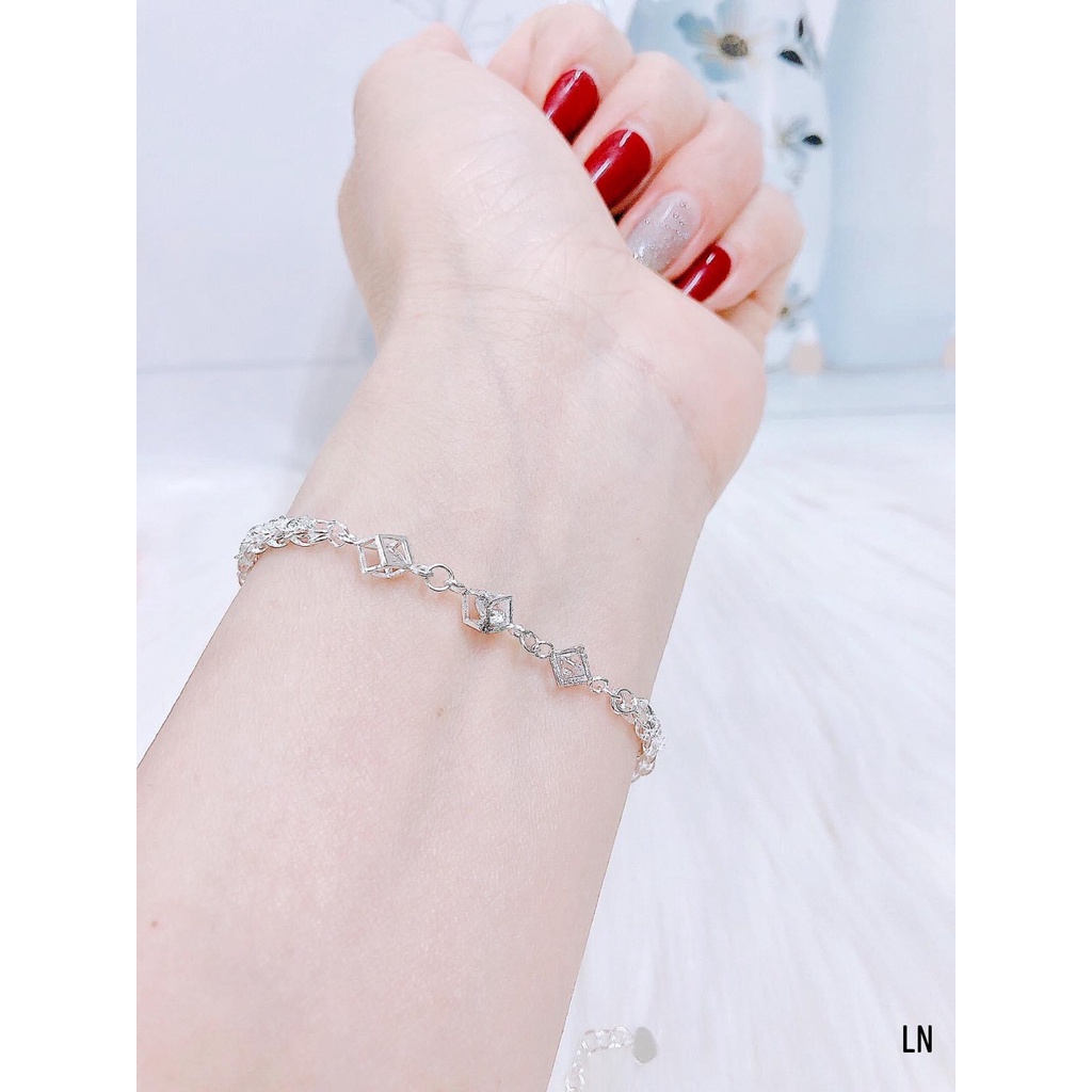 Lắc tay bạc nữ đuôi phụng mix khối lập phương đá trắng siêu xinh - Kho sỉ bạc Nhất Linh