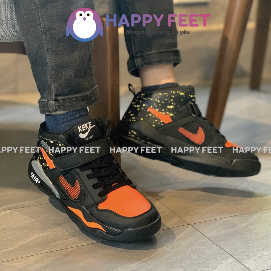 Giầy cao cổ trẻ em Happy Feet dáng thể thao thời trang cho bé trai 1-10 tuổi- HK811