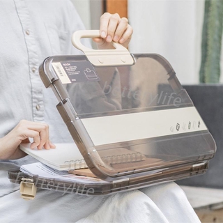 Portable File Box Plastic Transparent Pencil for Case A4 Folder with Lock Statio