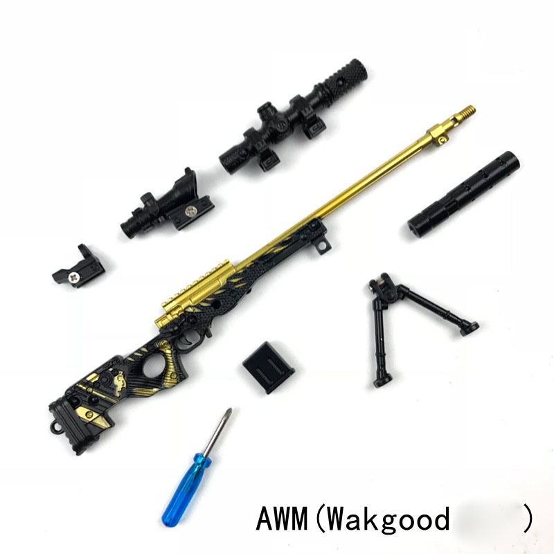 Mô hình awm pubg kim loại lắp ráp mini nhiều skin độc đáo dài 20cm đồ chơi lắp ghép tặng kèm kệ đỡ trưng bày
