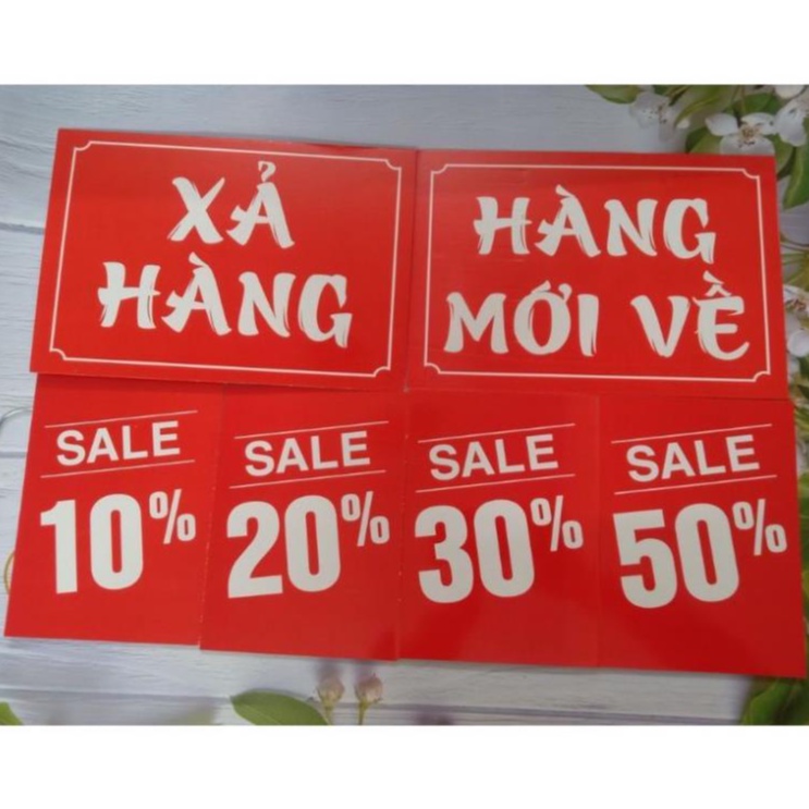 biển sale, hàng mới về, xả hàng,… chuyên dùng cho văn phòng phẩm, shop,…