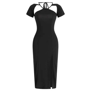 (BIGSIZE)Đầm body cổ yếm xẻ tà