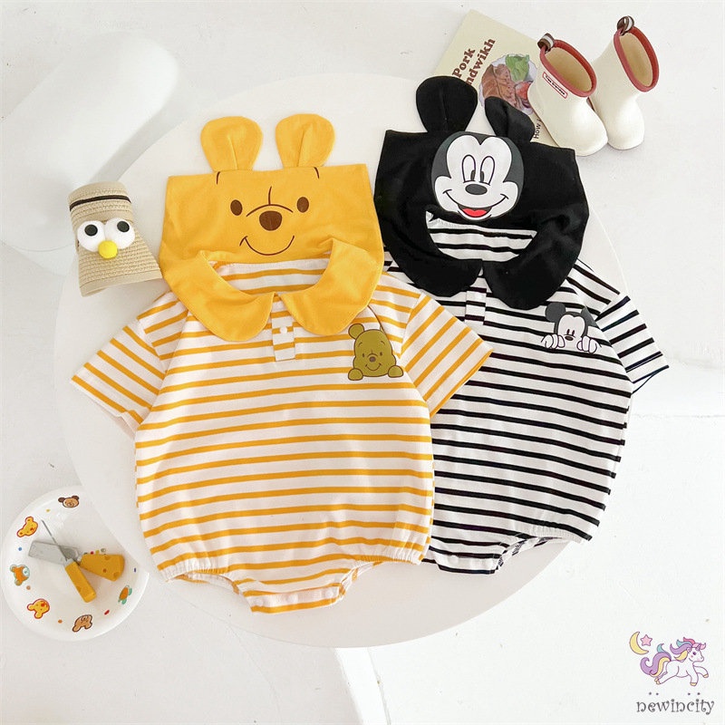 Bộ Áo Liền Quần Tay Ngắn In Hoạt Hình Kiểu Hàn Quốc Dễ Thương Cho Bé