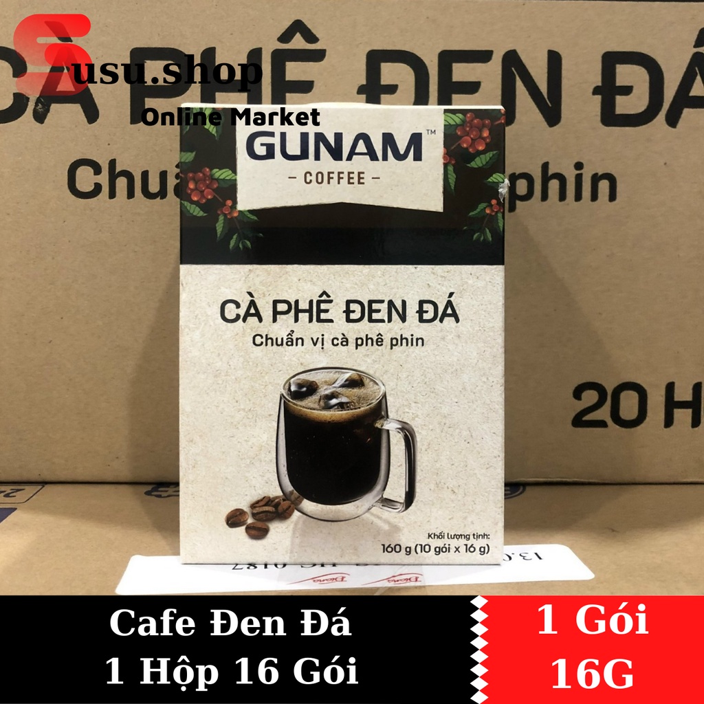 Cà phê hòa tan GUNAM cà phê đen đá chuẩn vị pha phin (hộp 10 gói x 16g)