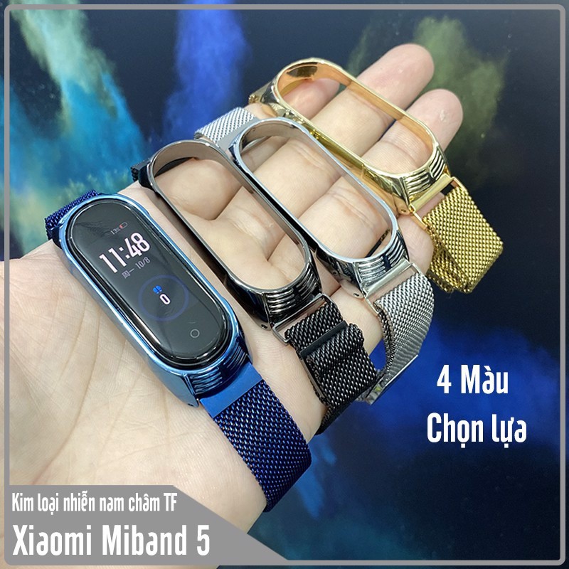 Vòng thay thế cho Xiaomi Miband 5 Mijobs kim loại nhiễn TF, Nam Châm