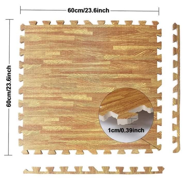 Tấm xốp ghép trải sàn hình vân gỗ khổ 60x60cm dày 1cm