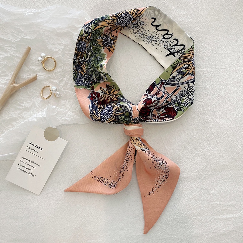 Khăn ruy băng phi lụa dài 2 mặt trang trí túi đa năng Hàn Quốc