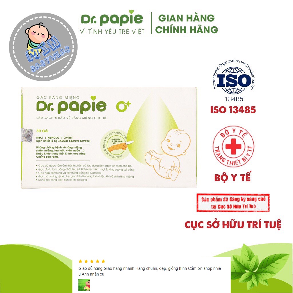 [Dr Papie 2022] Gạc rơ lưỡi Dr Papie hàng chính hãng vệ sinh răng miệng cho bé set 30 gói