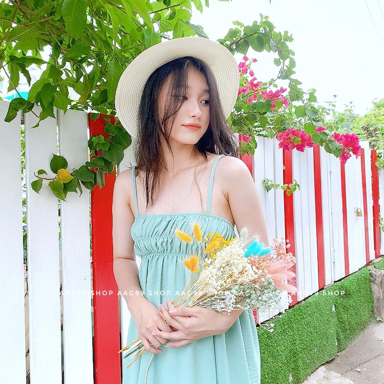 Đầm váy kiểu baby doll , nhúng thun ngực - Hình Thật - AAG99 Shop