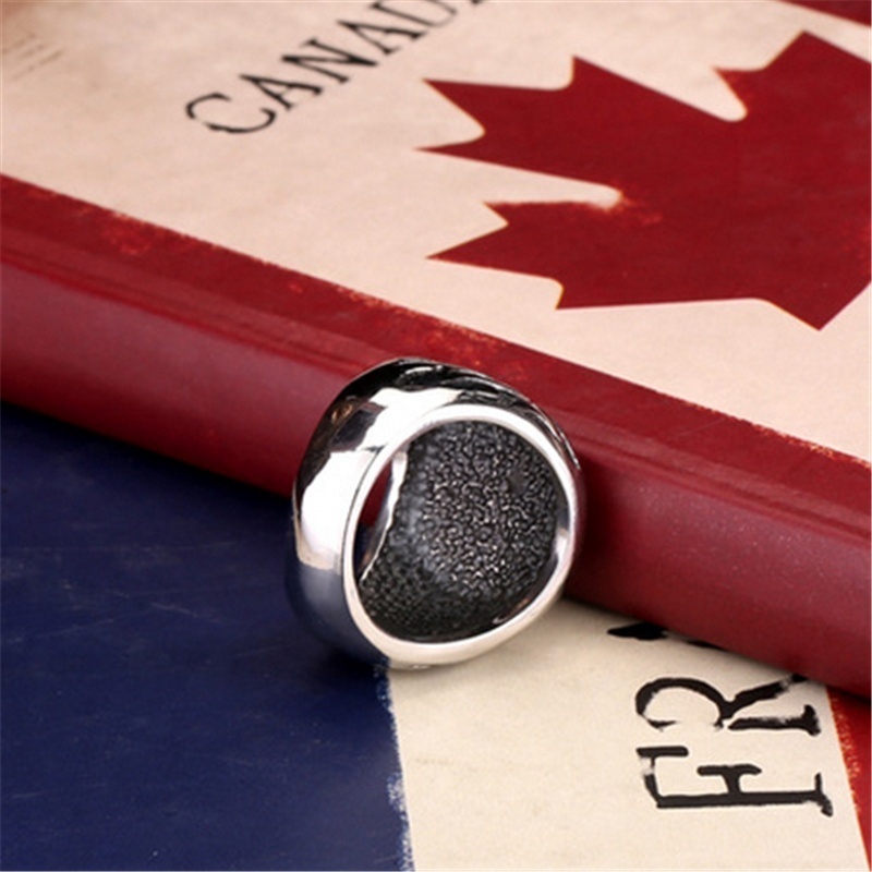 Nhẫn Nam Thiết Kế Hình Bánh Xe Lửa Phong Cách Retro Độc Đáo