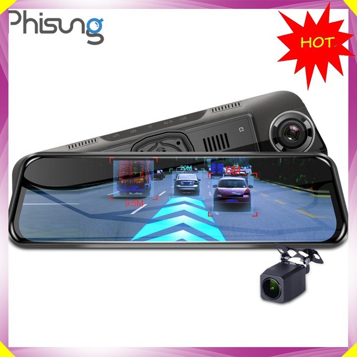 Camera hành trình gương cao cấp thương hiệu Phisung tích hợp 4G, Wifi, GPS, màn hình 10 inch - Mã H58 - Hàng Nhập Khẩu