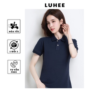Áo phông polo trơn cổ bẻ tím than tay ngắn nam nữ vải Laccoste 4 chiều cao cấp  – Nhận in thêu đồng phục theo yêu cầu
