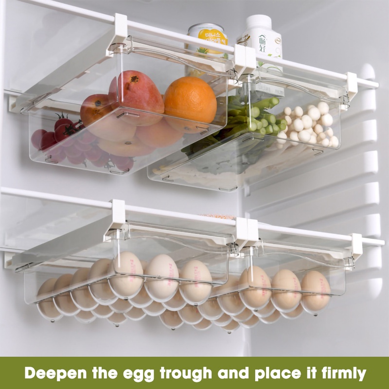 Hộp Đựng Trứng/Rau Củ Quả Trong Tủ Lạnh Cỡ Lớn Dạng Kéo Trong Suốt Tiện Dụng