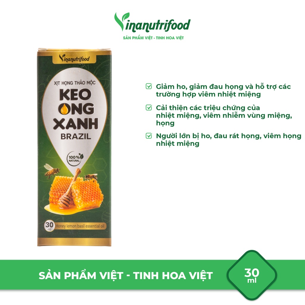 [Mã BMBAU50 giảm 50K đơn 150K] Xịt họng keo ong xanh Brazil Vinanutrifood 30ml