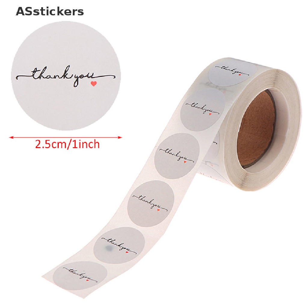 Cuộn 500 Nhãn Dán Tròn 1 inch Màu Trắng In Chữ thank you Dùng Trang Trí Sổ Tay
