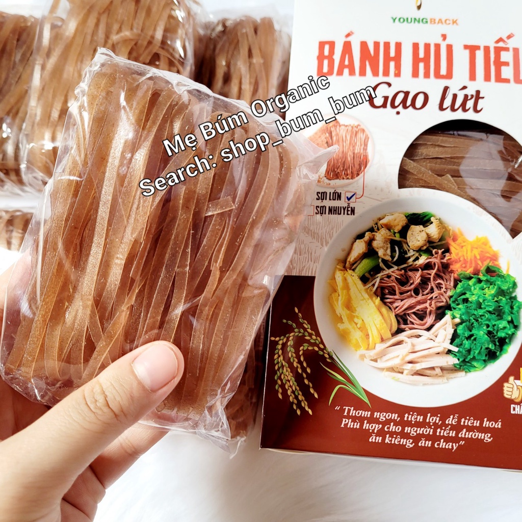 [HCM giao hỏa tốc] Hủ tíu gạo lứt sợi to-Phở gạo lứt thực dưỡng Youngback - Hộp 300g (6 vắt)-  cho ăn kiêng, tiểu đường