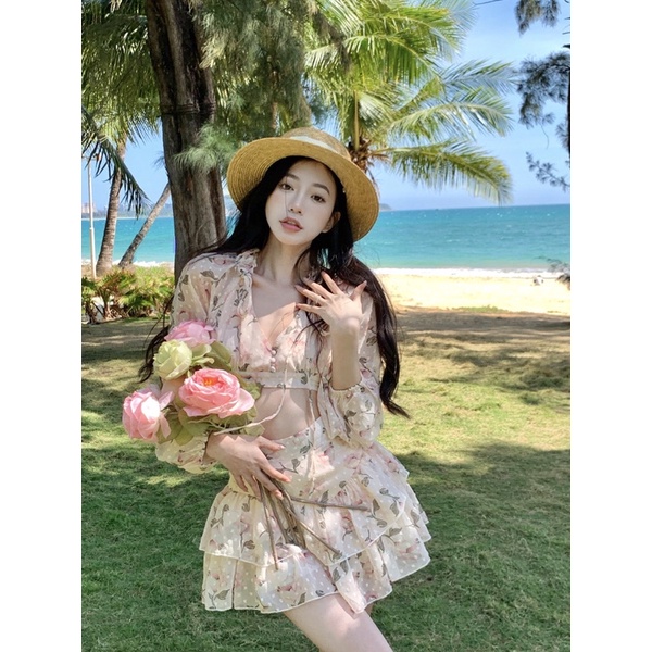 Set Voan Hoa Hồng Cut Lưng QCCC