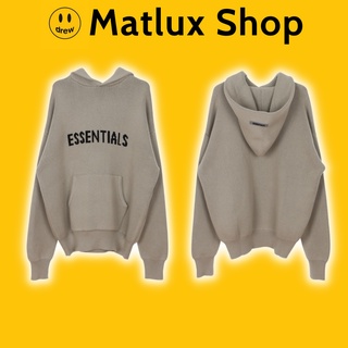 Áo hoodie len FEAR OF GOD FOG ESSENTIALS Knit Oatmeal cao cấp, Áo khoác có mũ form rộng ESSENTIALS len dệt kim oversize