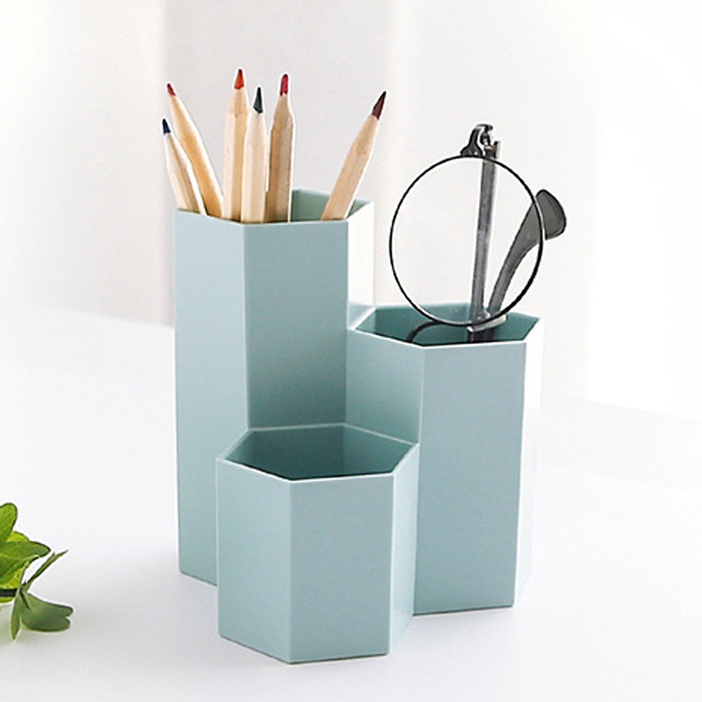 Ống đựng bút 3 ngăn thiết kế hình dạng tổ ong xinh xắn