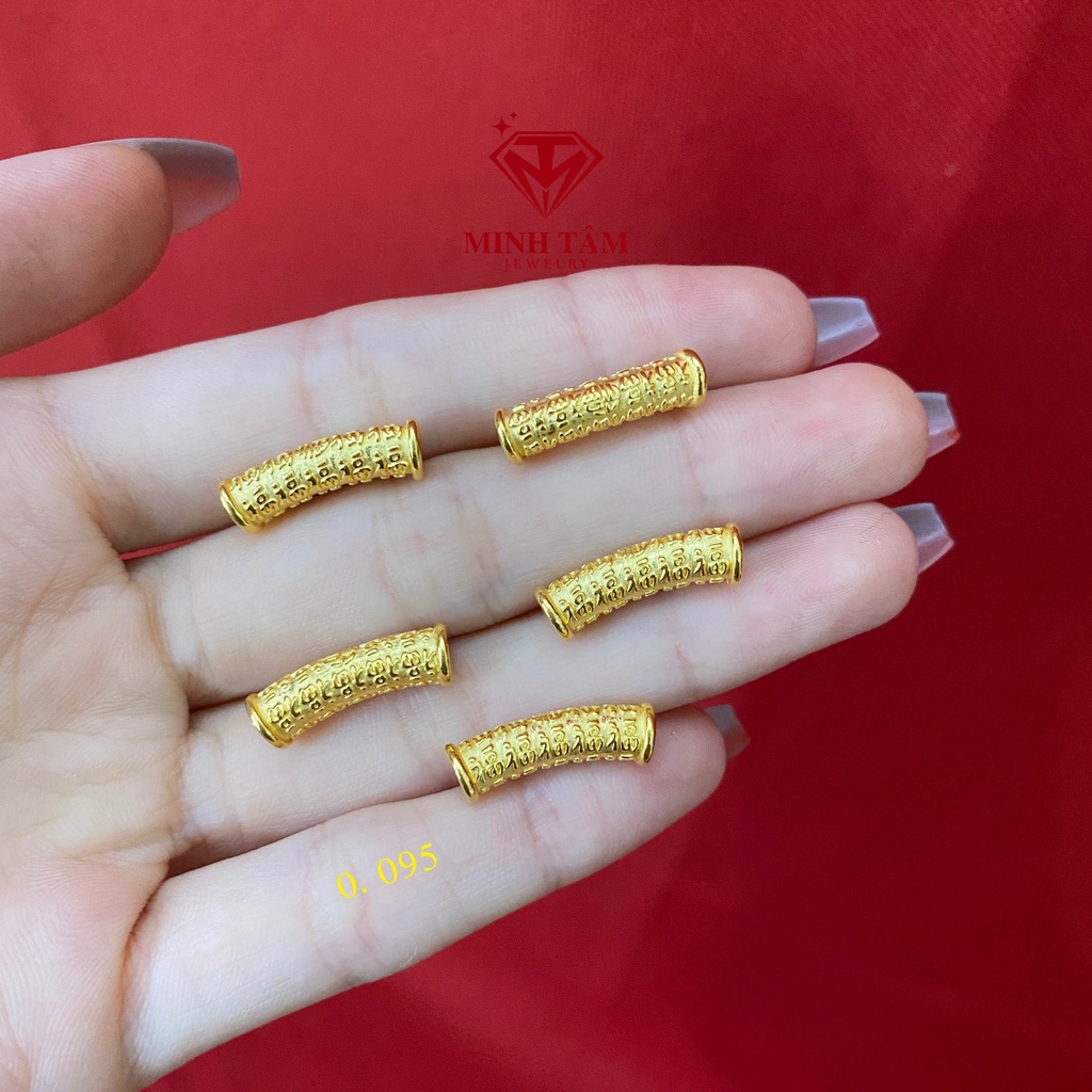 Charm 24k ống khắc chú bình an,Vòng tay dây cước mix ống khắc chú 24k- Minh Tâm Jewelry