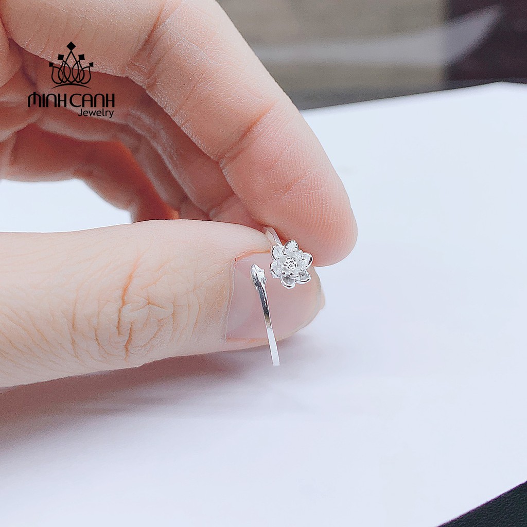 Nhẫn Mảnh Bạc Ta Hoa Mai Trắng Freesize - Minh Canh Jewelry