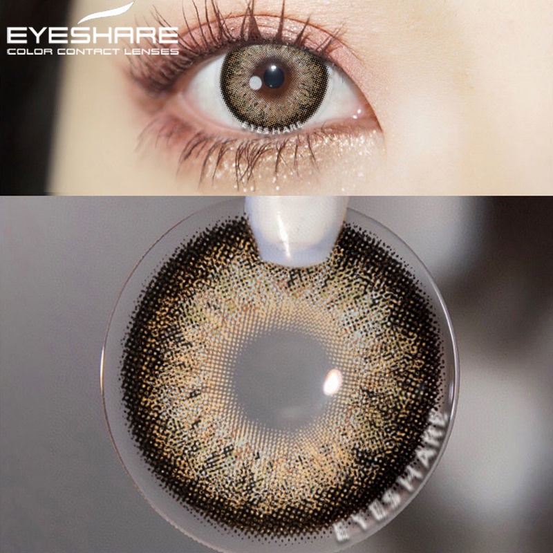 [Hàng mới về] 1 Cặp kính áp tròng EYESHARE màu nâu / xanh dương chất lượng