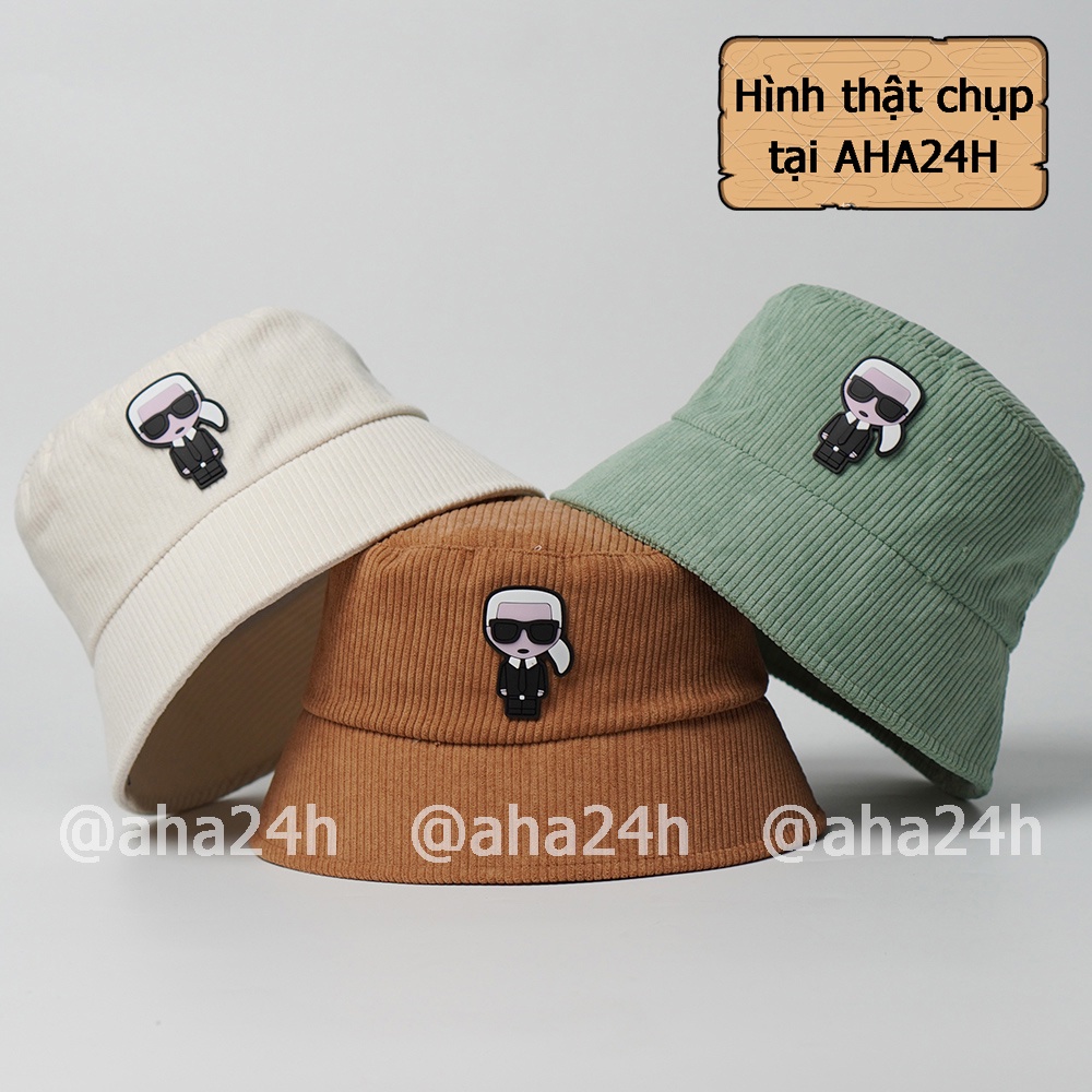 Mũ bucket thêu tem Thám Tử chất nhung tăm thời trang nón tai bèo vành unisex nam nữ AH1686
