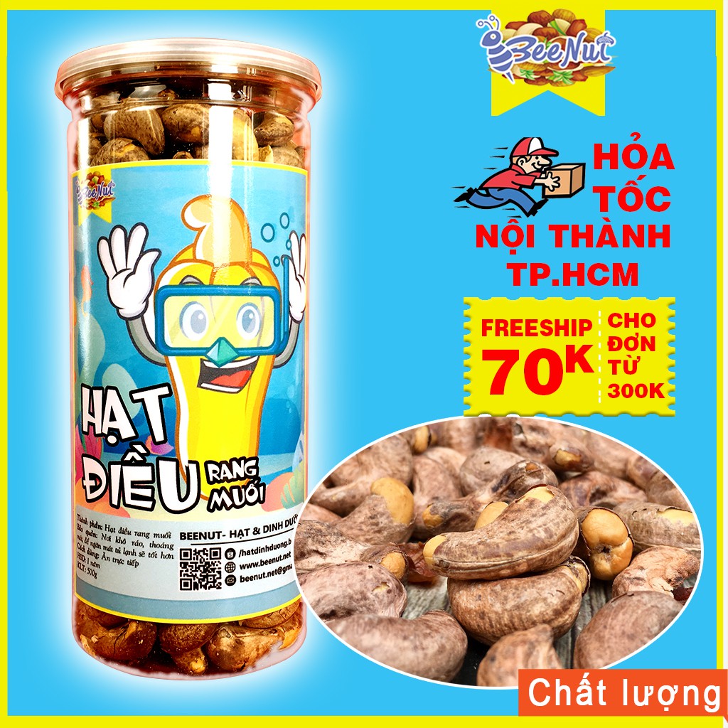 [Mã 156FMCGSALE hoàn 8% đơn 500K] (500) Hạt điều rang muối [Loại 1] nguyên hạt - Hạt điều bình phước - BeeNut