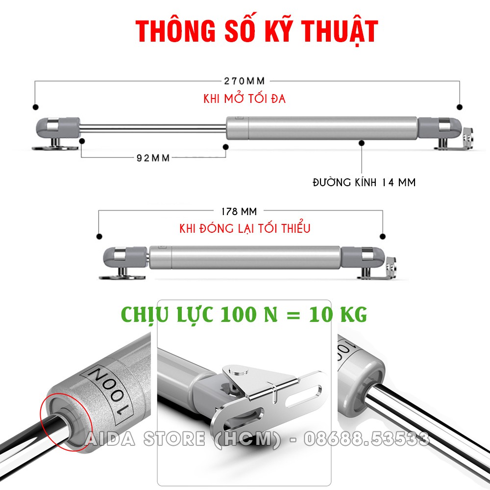 [Mã LIFEAUMAY giảm 10% tối đa 30k đơn 150k] Cây thủy lực hỗ trợ nâng yên xe máy, chế tác mở đóng cánh cửa