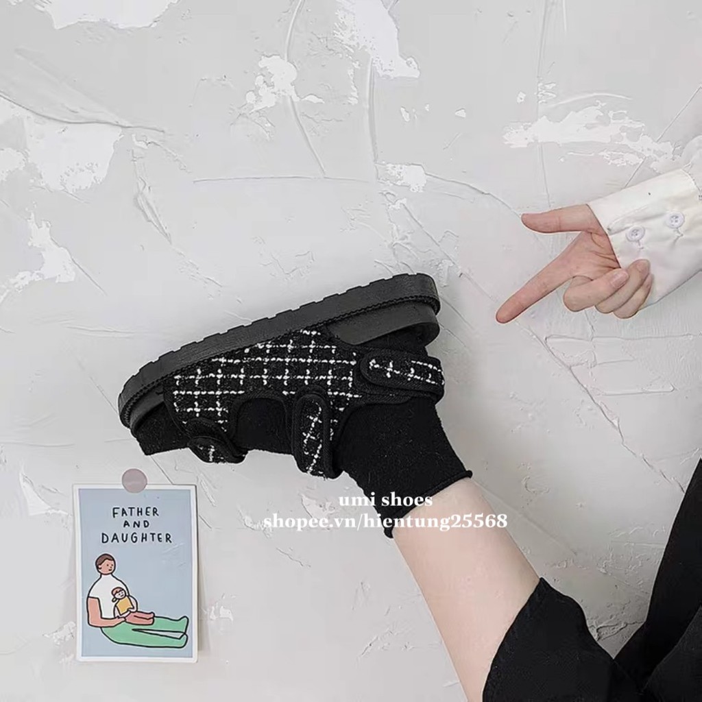 [HOT 2020] Giày quai hậu nữ Ulzzang mix đen trắng 2 quai ngang đế độn 3 phân SWEET đơn giản cá tính trend mùa mới hè | WebRaoVat - webraovat.net.vn
